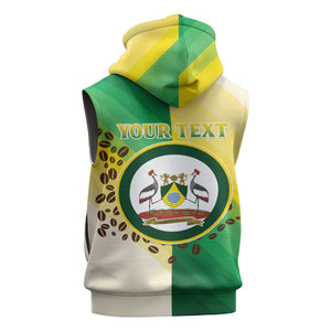 Personalised Nairobi Kenya Sleeveless Zip Hoodie Coat Of Arms With Coffee - African Pride