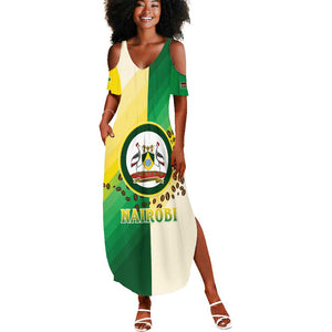 Personalised Nairobi Kenya Summer Maxi Dress Coat Of Arms With Coffee