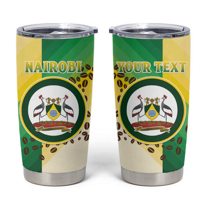 Personalised Nairobi Kenya Tumbler Cup Coat Of Arms With Coffee