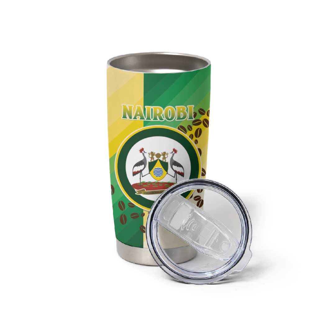 Personalised Nairobi Kenya Tumbler Cup Coat Of Arms With Coffee
