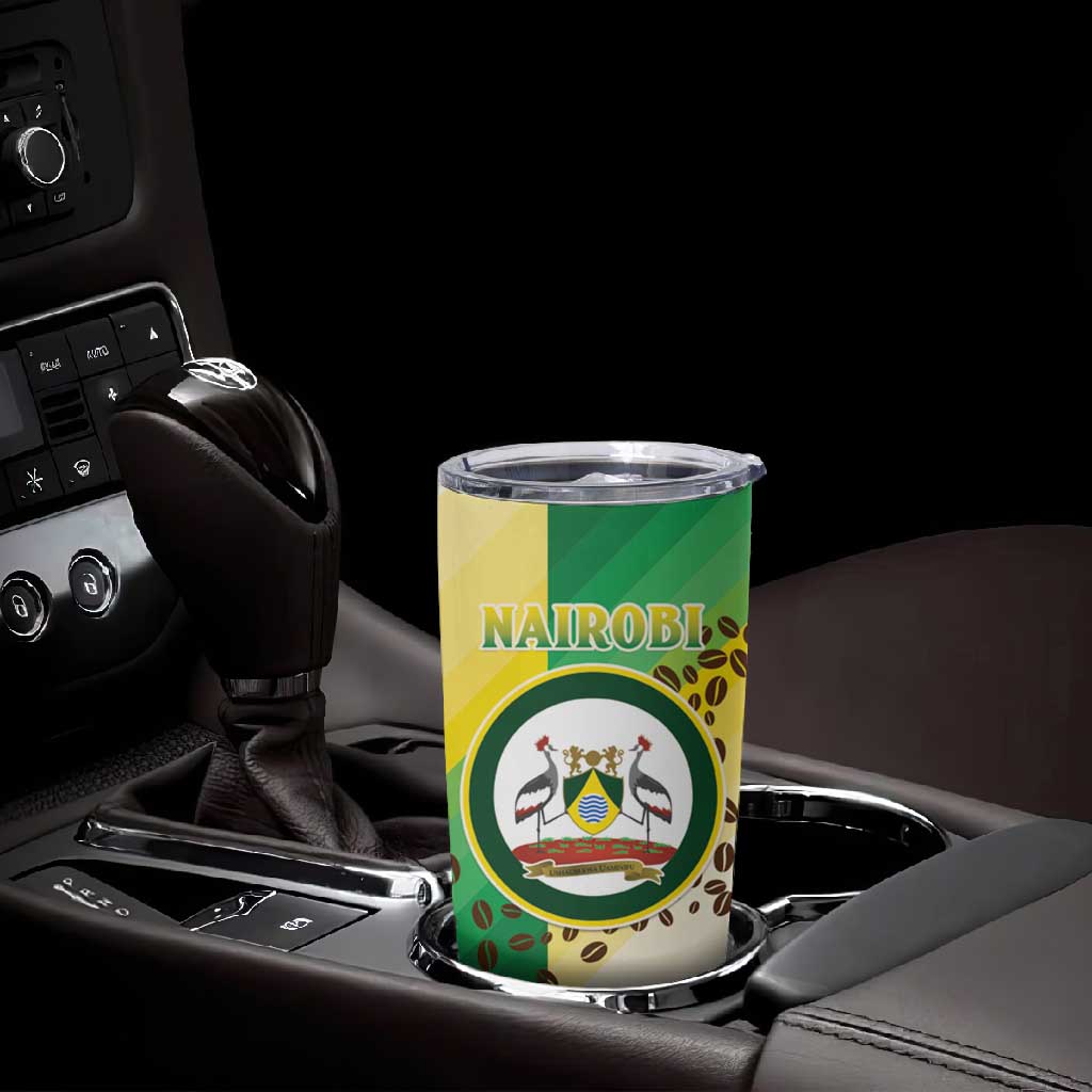Personalised Nairobi Kenya Tumbler Cup Coat Of Arms With Coffee