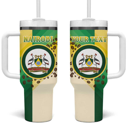 Personalised Nairobi Kenya Tumbler With Handle Coat Of Arms With Coffee