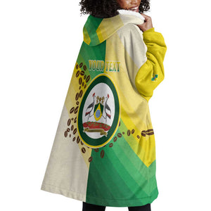 Personalised Nairobi Kenya Wearable Blanket Hoodie Coat Of Arms With Coffee