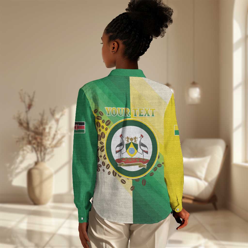 Personalised Nairobi Kenya Women Casual Shirt Coat Of Arms With Coffee