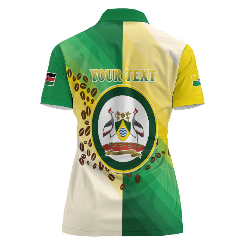 Personalised Nairobi Kenya Women Polo Shirt Coat Of Arms With Coffee