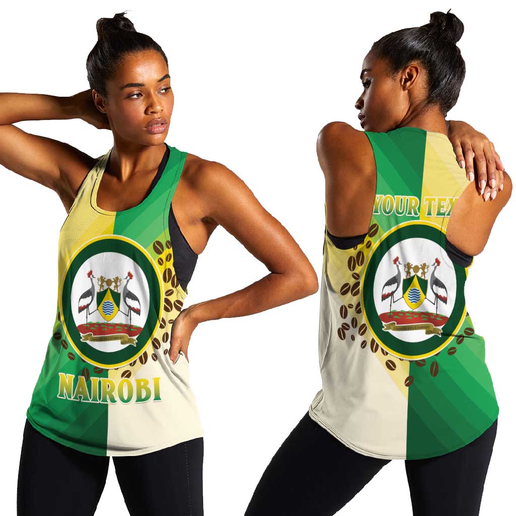 Personalised Nairobi Kenya Women Racerback Tank Coat Of Arms With Coffee