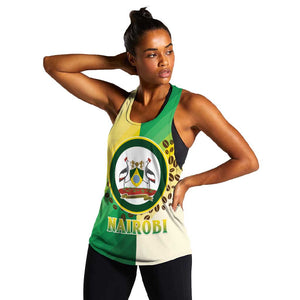 Personalised Nairobi Kenya Women Racerback Tank Coat Of Arms With Coffee