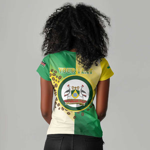 Personalised Nairobi Kenya Women V-Neck T-Shirt Coat Of Arms With Coffee