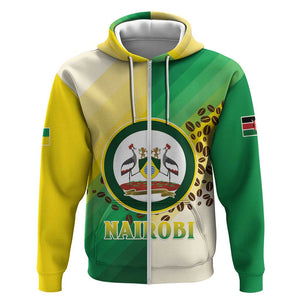 Personalised Nairobi Kenya Zip Hoodie Coat Of Arms With Coffee