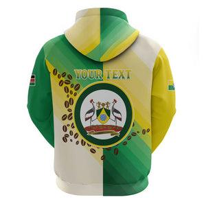Personalised Nairobi Kenya Zip Hoodie Coat Of Arms With Coffee