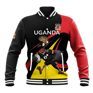 Jamhuri ya Uganda Rugby Custom Baseball Jacket With Black Crowned Crane Mascot