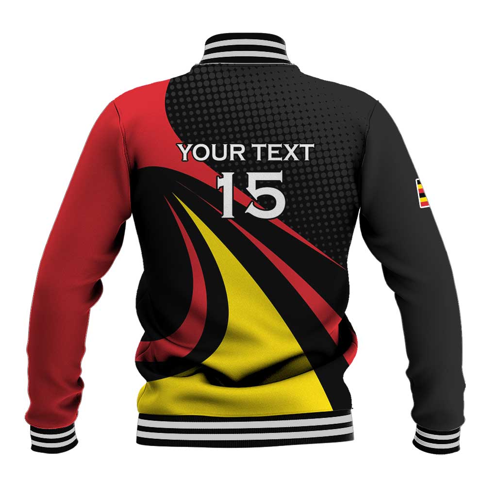 Jamhuri ya Uganda Rugby Custom Baseball Jacket With Black Crowned Crane Mascot