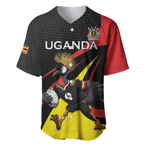 Jamhuri ya Uganda Rugby Custom Baseball Jersey With Black Crowned Crane Mascot