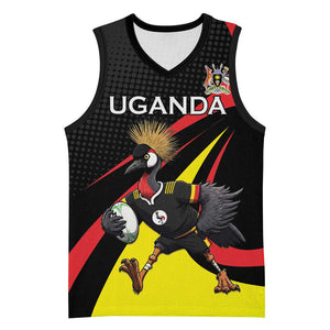 Jamhuri ya Uganda Rugby Custom Basketball Jersey With Black Crowned Crane Mascot - African Pride
