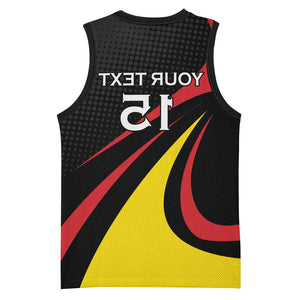 Jamhuri ya Uganda Rugby Custom Basketball Jersey With Black Crowned Crane Mascot - African Pride