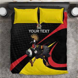 Jamhuri ya Uganda Rugby Custom Bedding Set With Black Crowned Crane Mascot