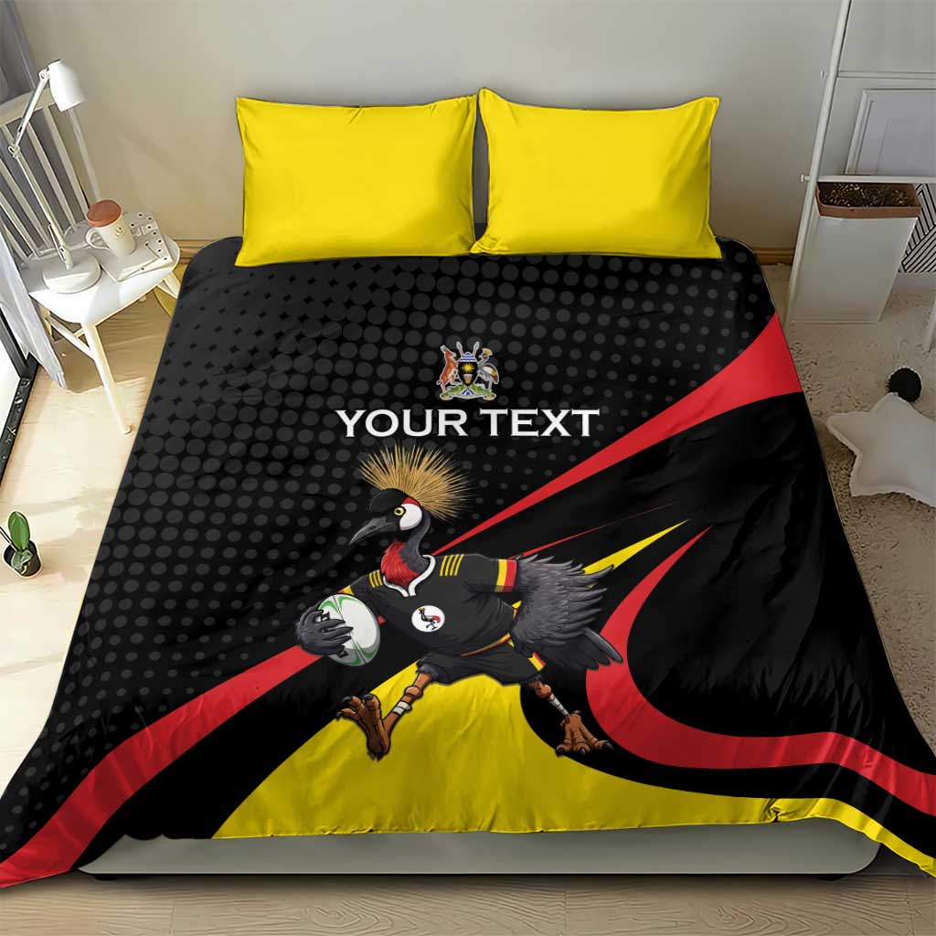Jamhuri ya Uganda Rugby Custom Bedding Set With Black Crowned Crane Mascot