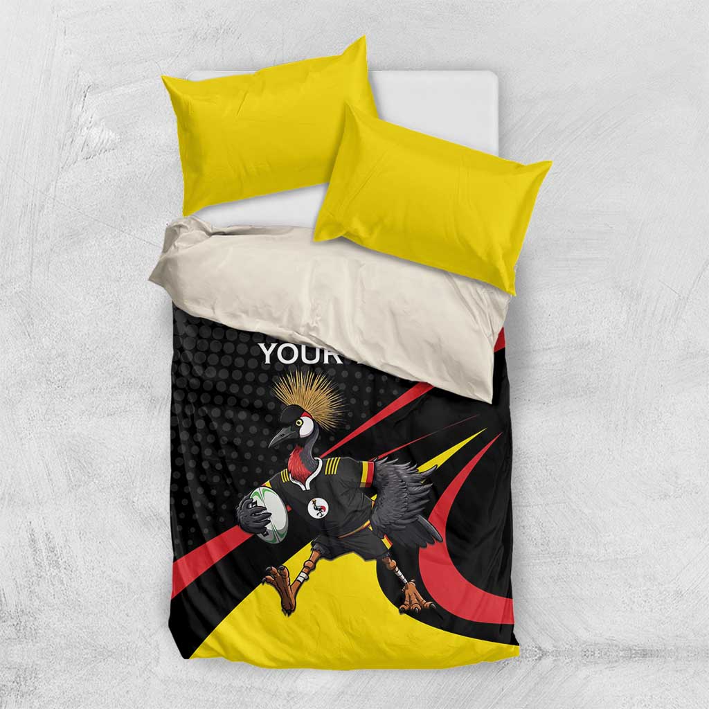 Jamhuri ya Uganda Rugby Custom Bedding Set With Black Crowned Crane Mascot