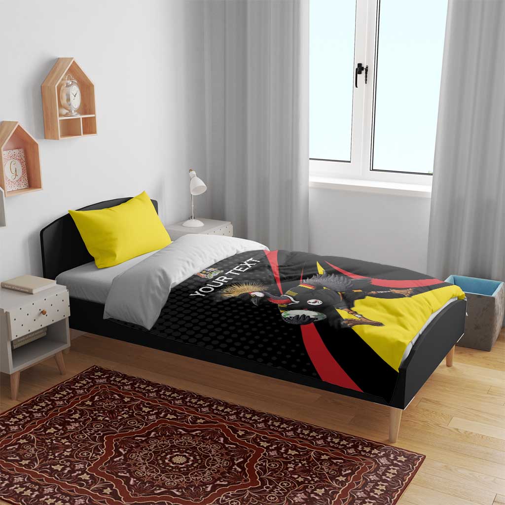 Jamhuri ya Uganda Rugby Custom Bedding Set With Black Crowned Crane Mascot