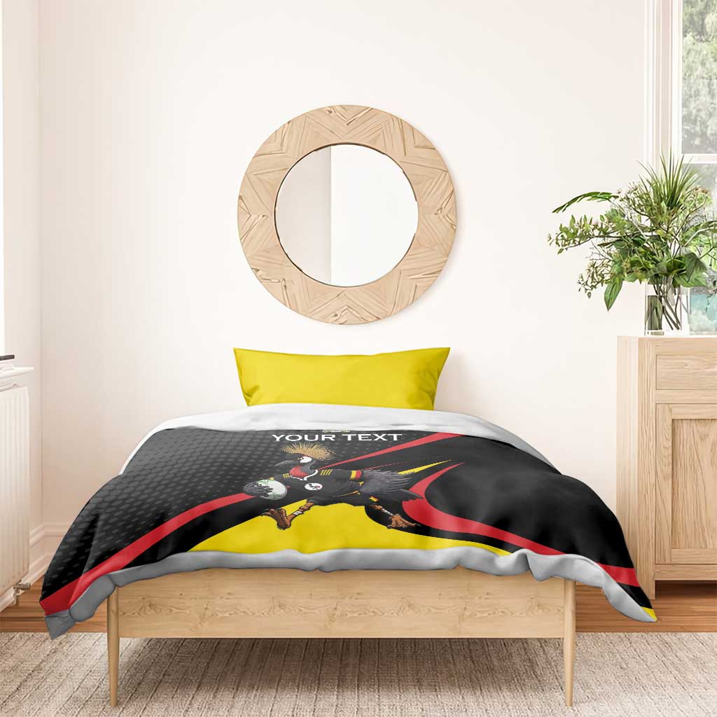Jamhuri ya Uganda Rugby Custom Bedding Set With Black Crowned Crane Mascot