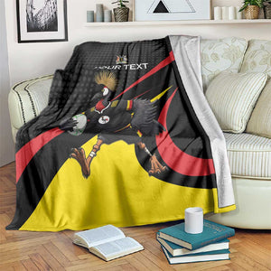 Jamhuri ya Uganda Rugby Custom Blanket With Black Crowned Crane Mascot