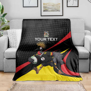 Jamhuri ya Uganda Rugby Custom Blanket With Black Crowned Crane Mascot