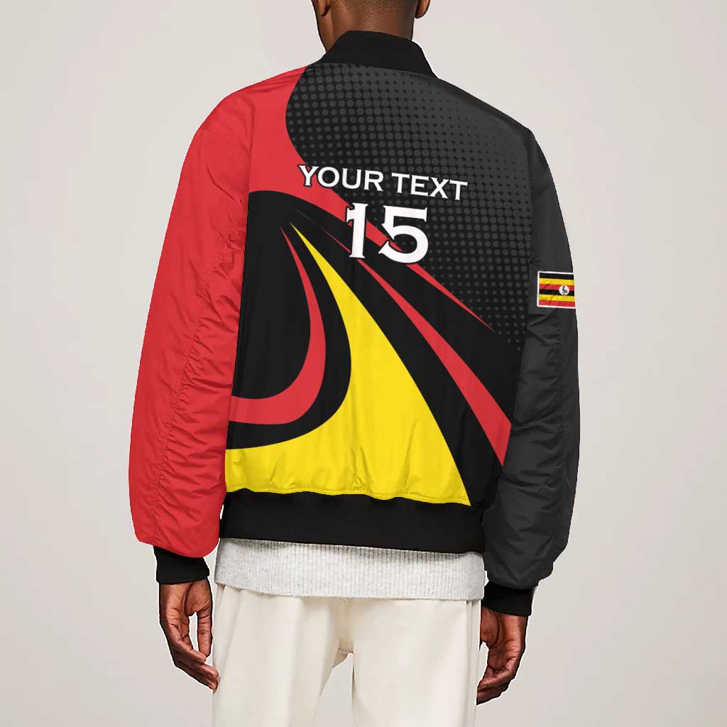 Jamhuri ya Uganda Rugby Custom Bomber Jacket With Black Crowned Crane Mascot