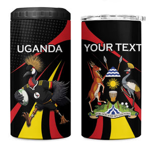 Jamhuri ya Uganda Rugby Custom 4 in 1 Can Cooler Tumbler With Black Crowned Crane Mascot