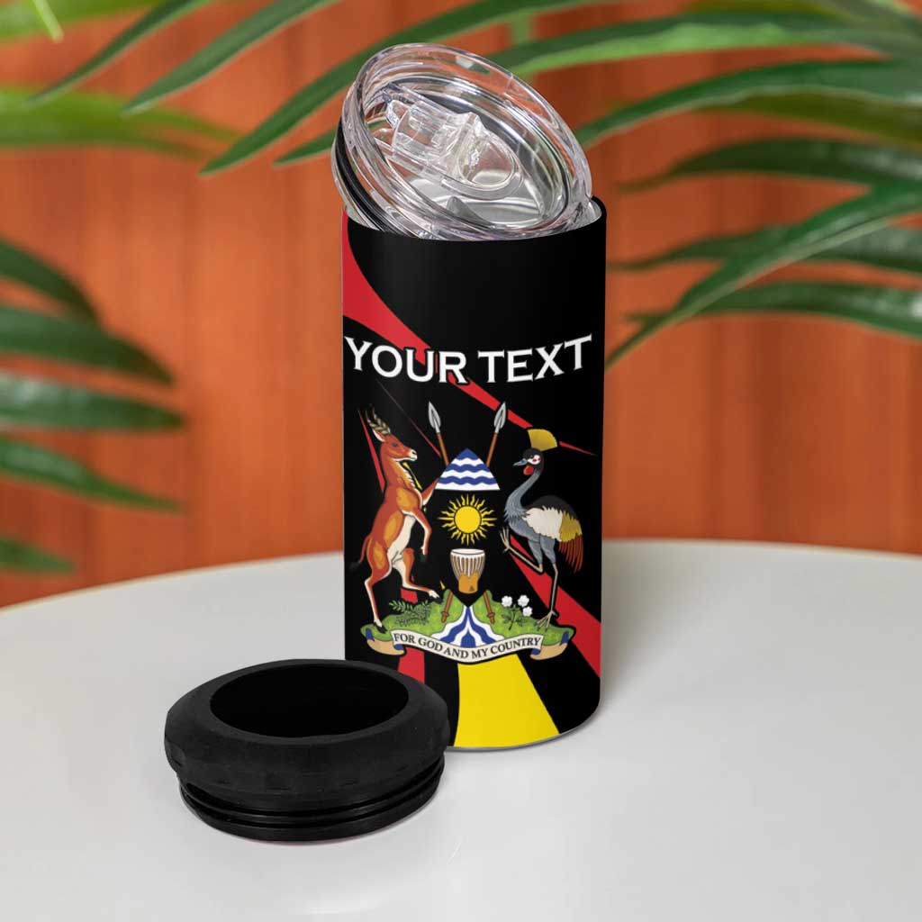 Jamhuri ya Uganda Rugby Custom 4 in 1 Can Cooler Tumbler With Black Crowned Crane Mascot