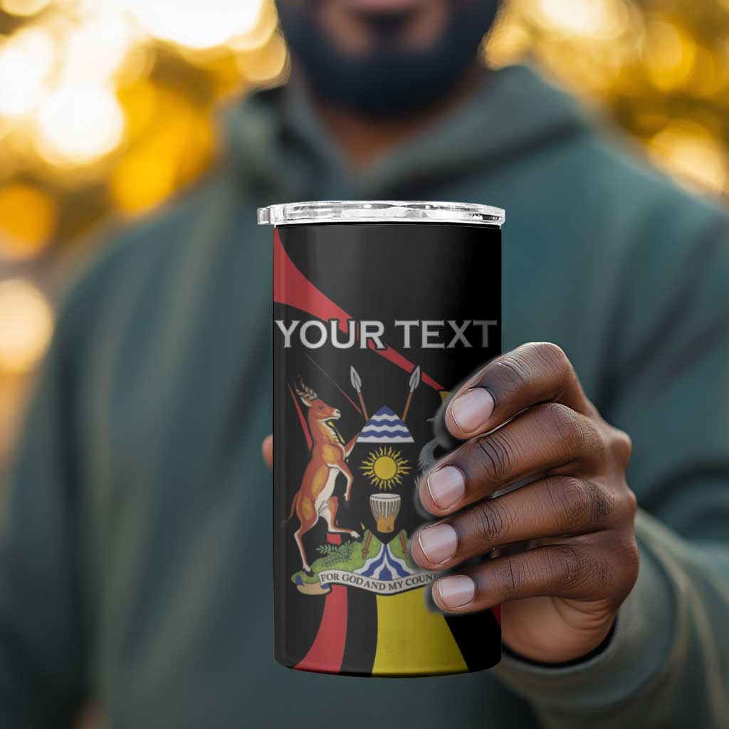 Jamhuri ya Uganda Rugby Custom 4 in 1 Can Cooler Tumbler With Black Crowned Crane Mascot
