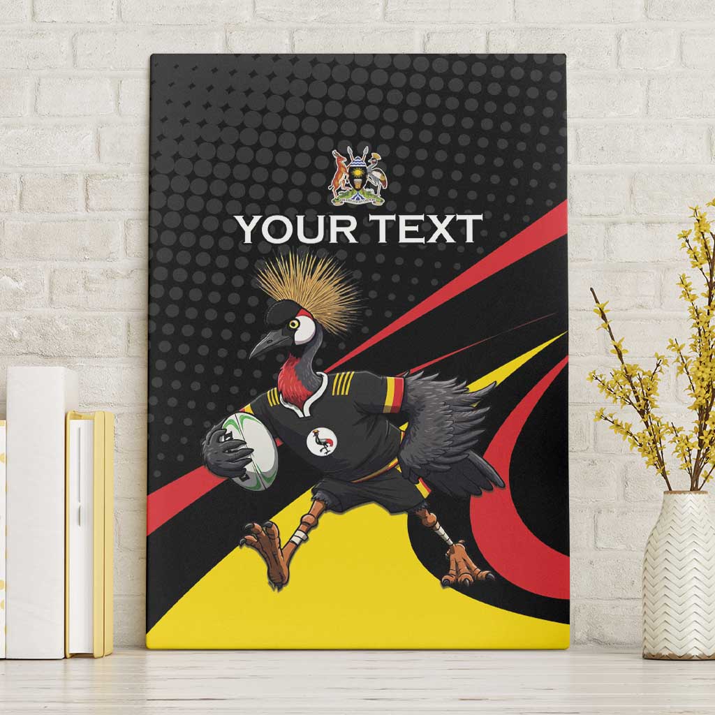 Jamhuri ya Uganda Rugby Custom Canvas Wall Art With Black Crowned Crane Mascot