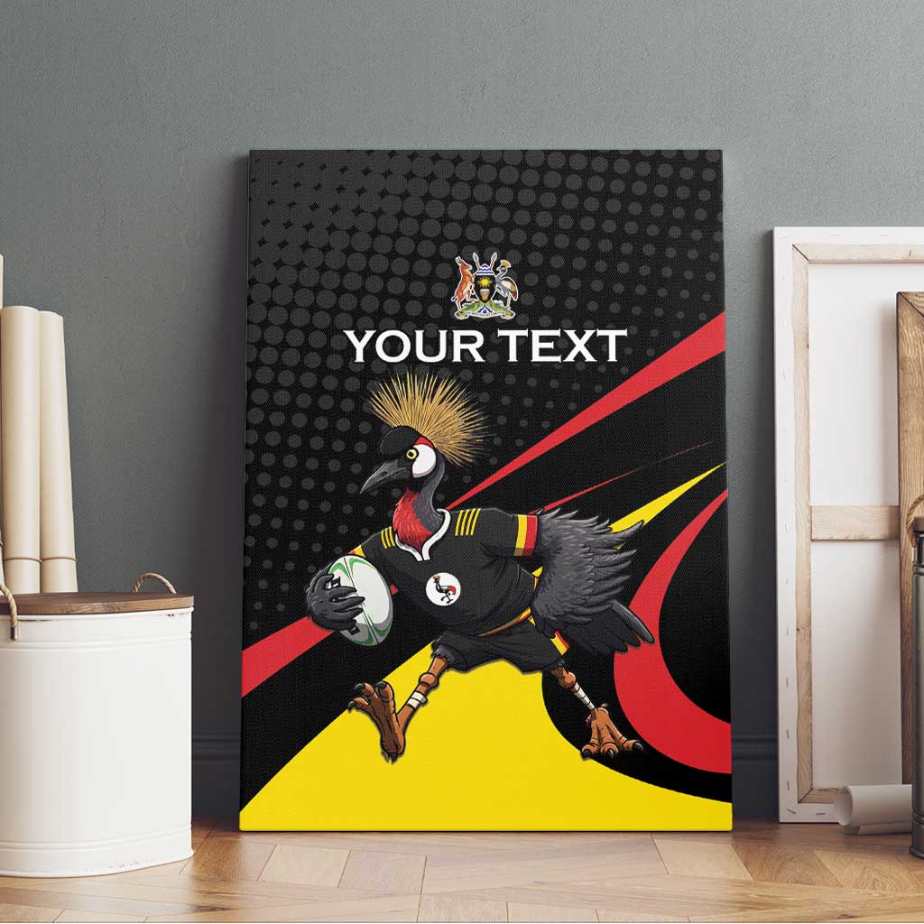 Jamhuri ya Uganda Rugby Custom Canvas Wall Art With Black Crowned Crane Mascot