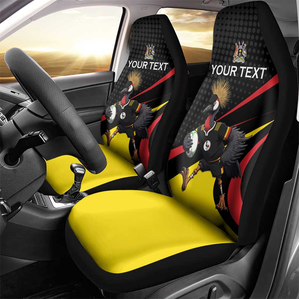 Jamhuri ya Uganda Rugby Custom Car Seat Cover With Black Crowned Crane Mascot