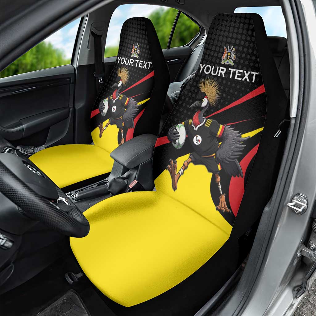 Jamhuri ya Uganda Rugby Custom Car Seat Cover With Black Crowned Crane Mascot