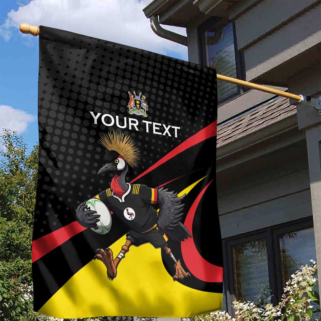 Jamhuri ya Uganda Rugby Custom Garden Flag With Black Crowned Crane Mascot