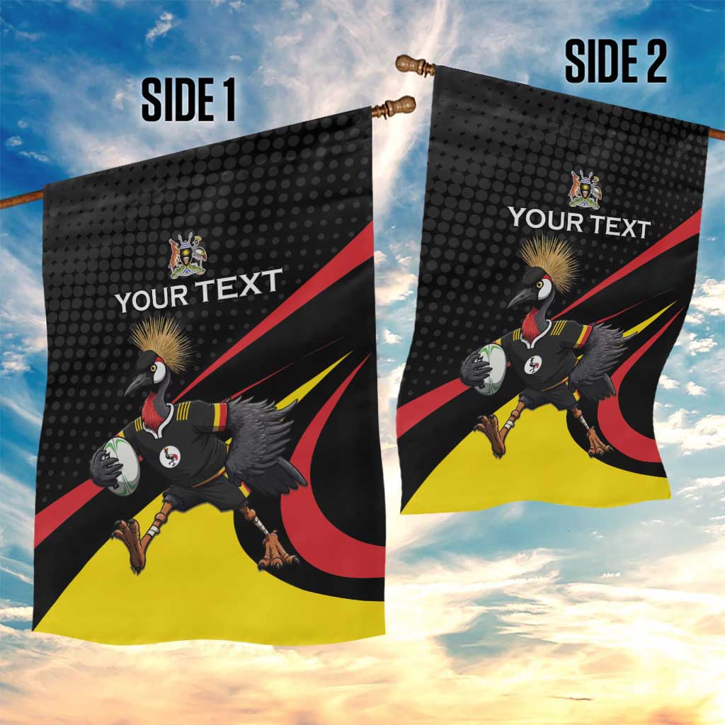 Jamhuri ya Uganda Rugby Custom Garden Flag With Black Crowned Crane Mascot