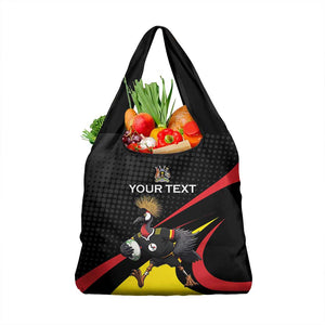Jamhuri ya Uganda Rugby Custom Grocery Bag With Black Crowned Crane Mascot