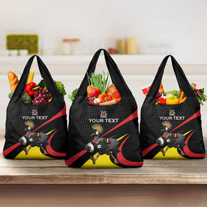 Jamhuri ya Uganda Rugby Custom Grocery Bag With Black Crowned Crane Mascot