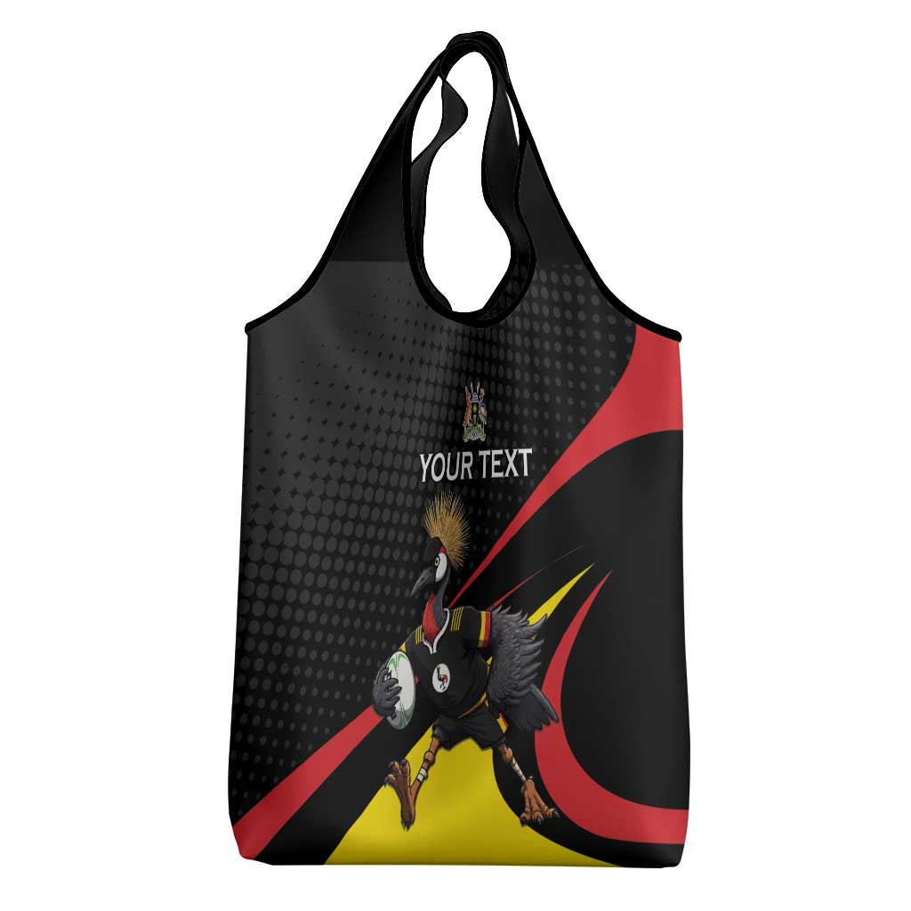 Jamhuri ya Uganda Rugby Custom Grocery Bag With Black Crowned Crane Mascot