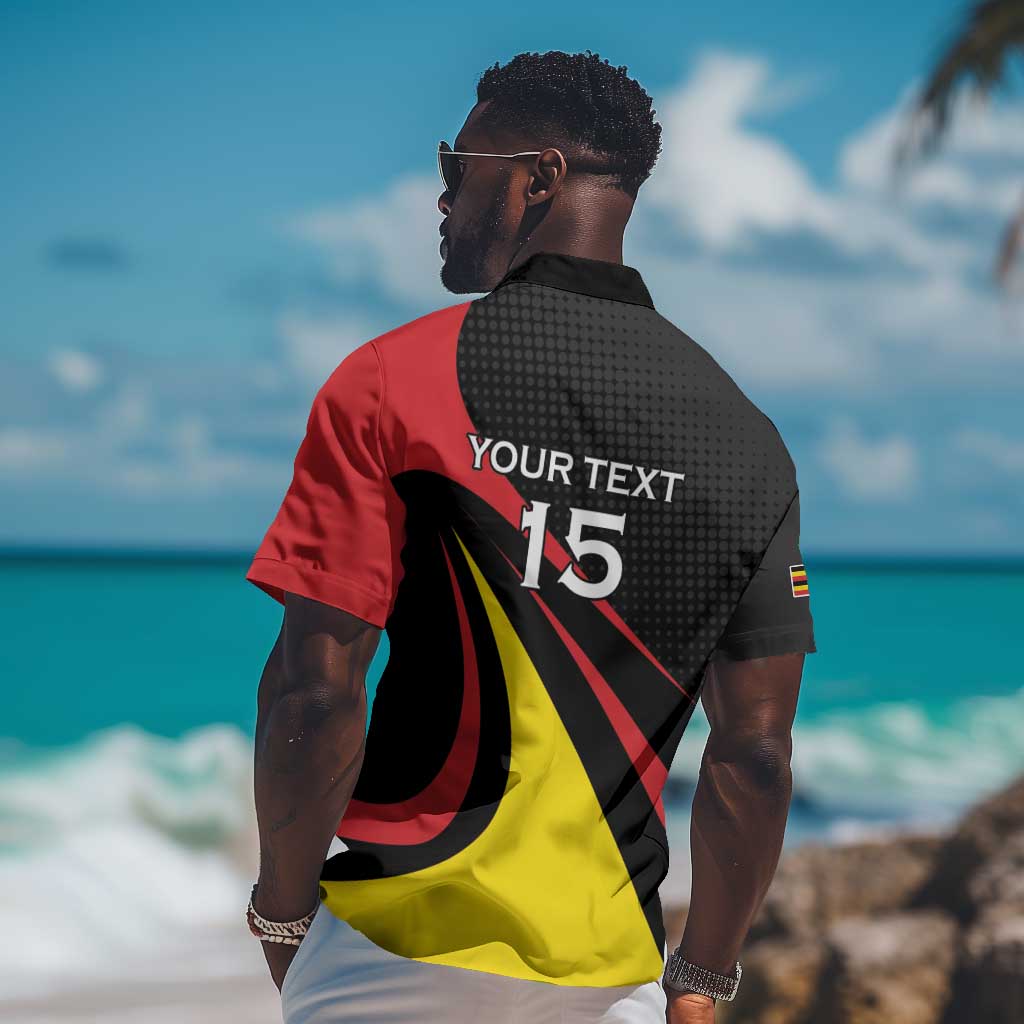 Jamhuri ya Uganda Rugby Custom Hawaiian Shirt With Black Crowned Crane Mascot