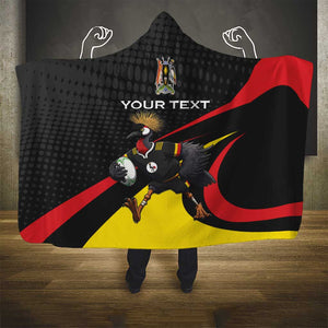Jamhuri ya Uganda Rugby Custom Hooded Blanket With Black Crowned Crane Mascot