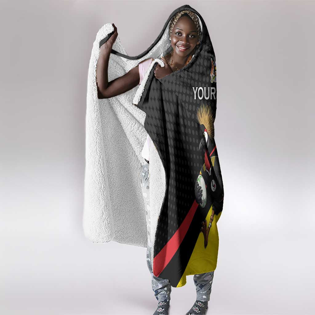 Jamhuri ya Uganda Rugby Custom Hooded Blanket With Black Crowned Crane Mascot