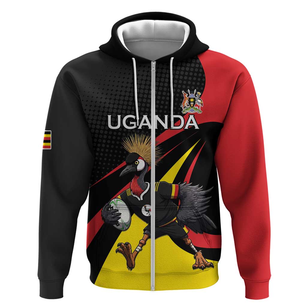 Jamhuri ya Uganda Rugby Custom Hoodie With Black Crowned Crane Mascot