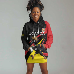 Jamhuri ya Uganda Rugby Custom Hoodie Dress With Black Crowned Crane Mascot
