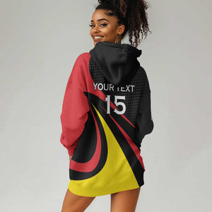 Jamhuri ya Uganda Rugby Custom Hoodie Dress With Black Crowned Crane Mascot