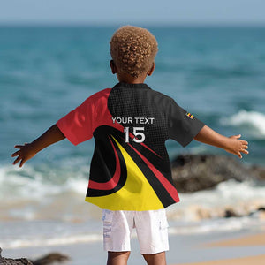 Jamhuri ya Uganda Rugby Custom Kid Hawaiian Shirt With Black Crowned Crane Mascot