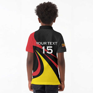Jamhuri ya Uganda Rugby Custom Kid Polo Shirt With Black Crowned Crane Mascot