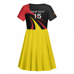 Jamhuri ya Uganda Rugby Custom Kid Short Sleeve Dress With Black Crowned Crane Mascot