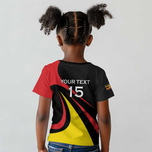 Jamhuri ya Uganda Rugby Custom Kid T shirt With Black Crowned Crane Mascot