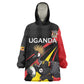 Jamhuri ya Uganda Rugby Custom Kid Wearable Blanket Hoodie With Black Crowned Crane Mascot